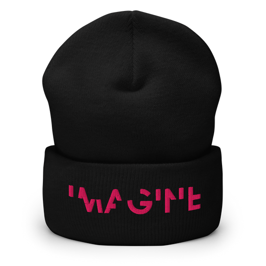 Schwarzes Beanie mit pinkem IMAGINE Schriftzug