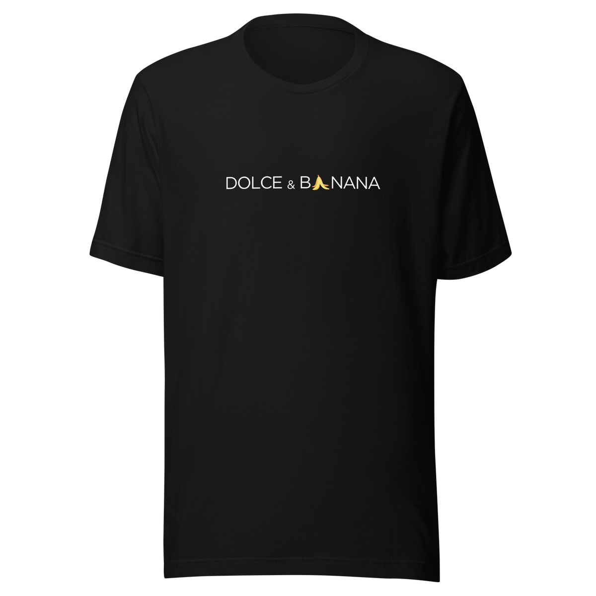 Schwarzes Unisex T-Shirt mit Dolce & Banana Brustprint