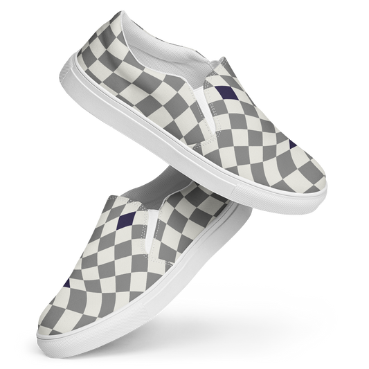 Herren Slip Ons mit grau weißem karierten Muster