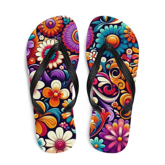 Flip-Flops mit buntem Blumenmuster Obenansicht