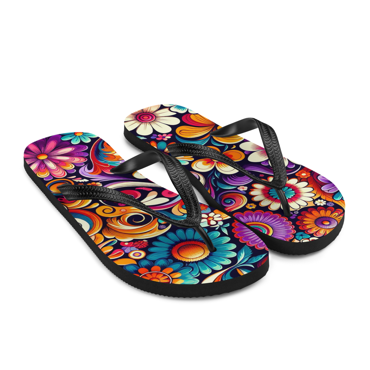 Flip-Flops mit buntem Blumenmuster Seitenansicht Rechts