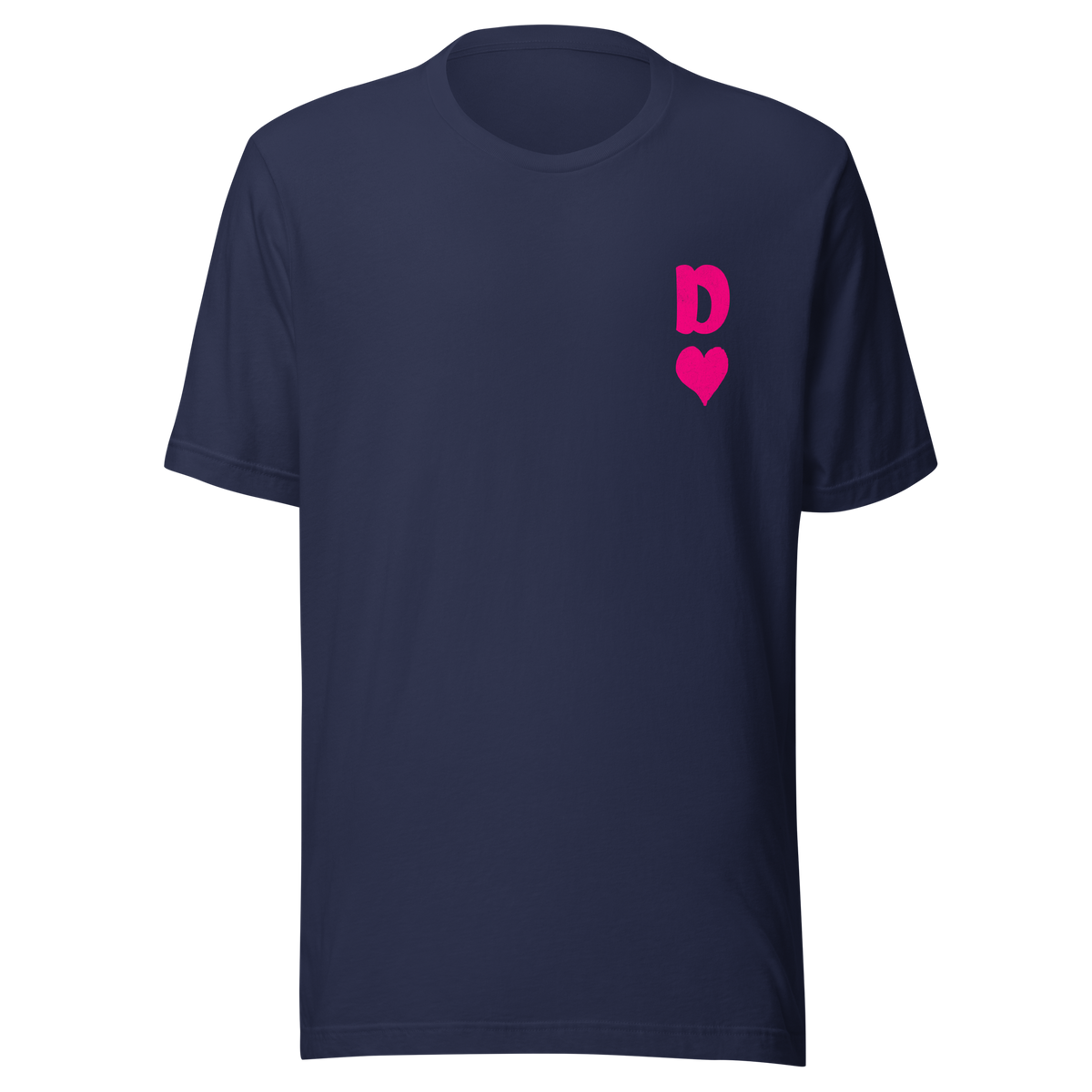 Navy Partnerlook Unisex T-Shirt mit minimalistischem pinkem Dame Herz Symbol