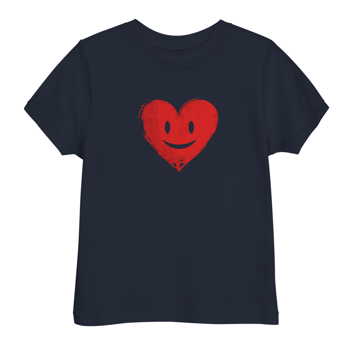 Navy Kinder T-Shirt mit lachendem roten Herz Brustprint