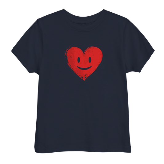 Navy Kinder T-Shirt mit lachendem roten Herz Brustprint