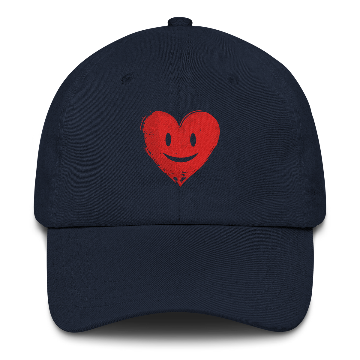 Navy Cap mit kleinem roten lachendem Herz Print