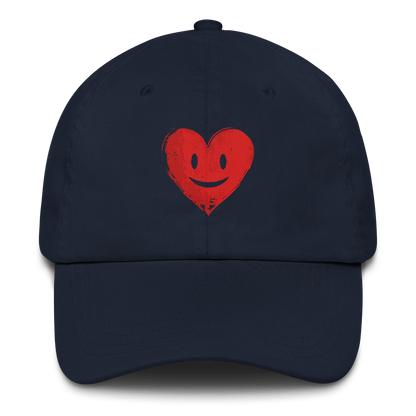 Navy Cap mit kleinem roten lachendem Herz Print