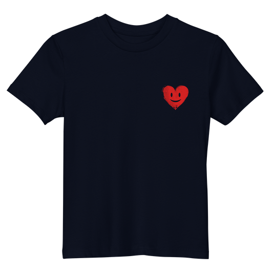 Navy Kinder T-Shirt mit lachendem roten Herz
