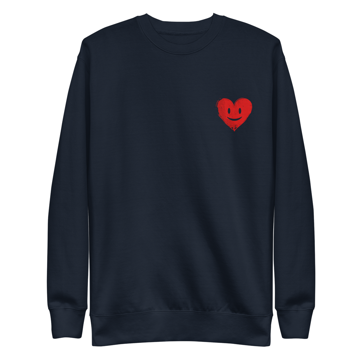 Navy Pullover mit kleinem roten lachendem Herz Print