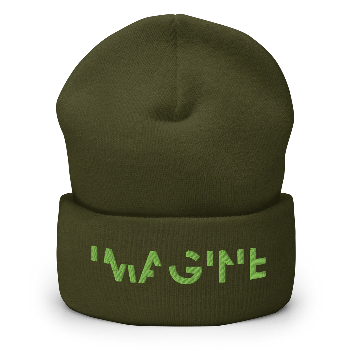 Militärgrünes Beanie mit grünem IMAGINE Schriftzug