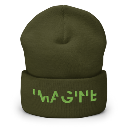 Militärgrünes Beanie mit grünem IMAGINE Schriftzug