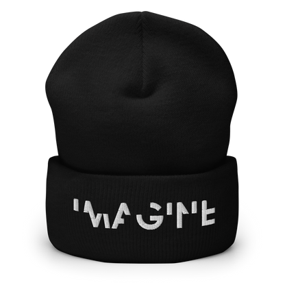 Schwarzes Beanie mit weißem IMAGINE Schriftzug