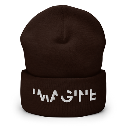 Braunes Beanie mit weißem IMAGINE Schriftzug