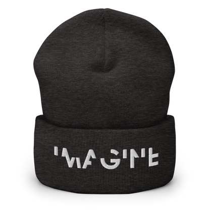Dunkelgraues Beanie mit weißem IMAGINE Schriftzug