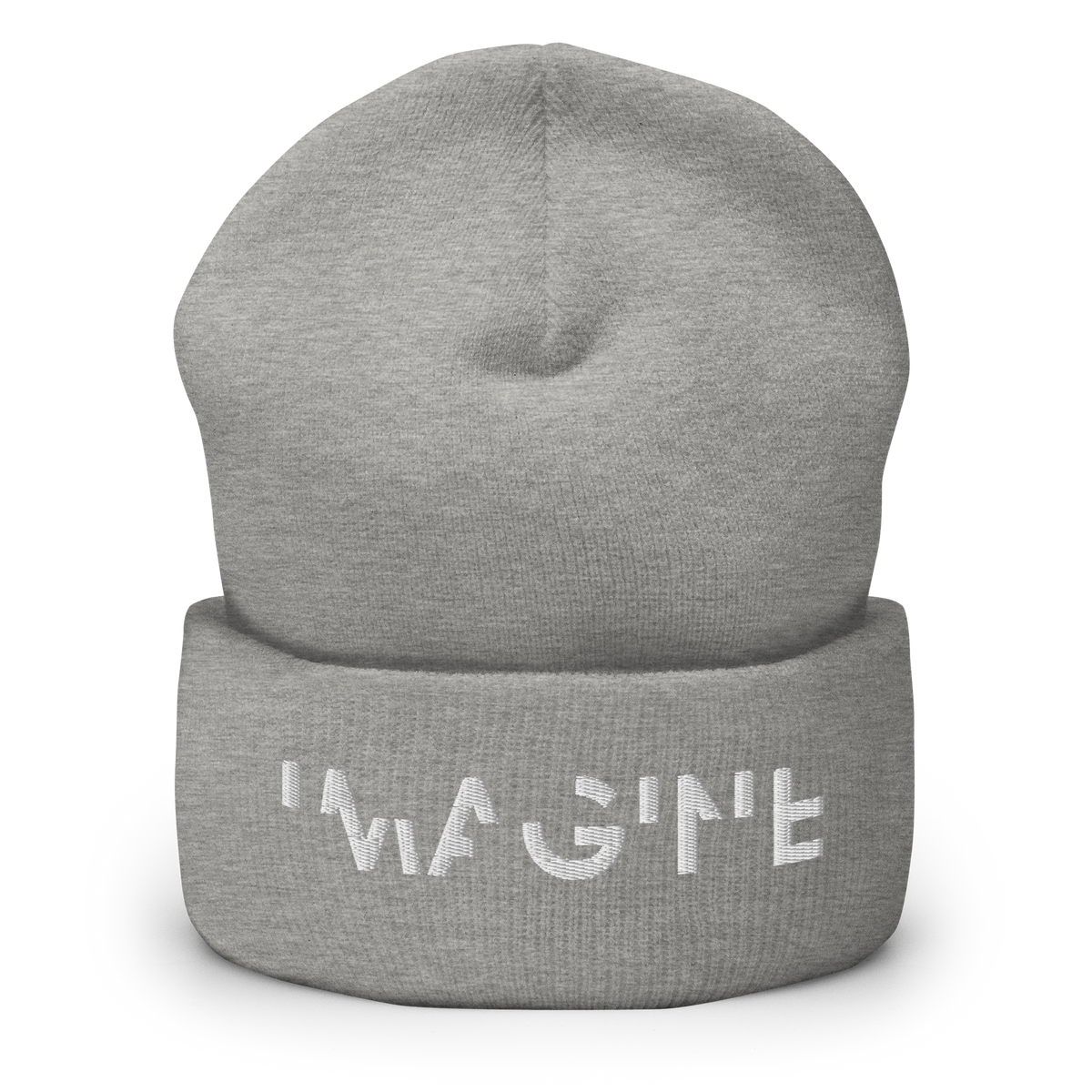 Hellgraues Beanie mit weißem IMAGINE Schriftzug