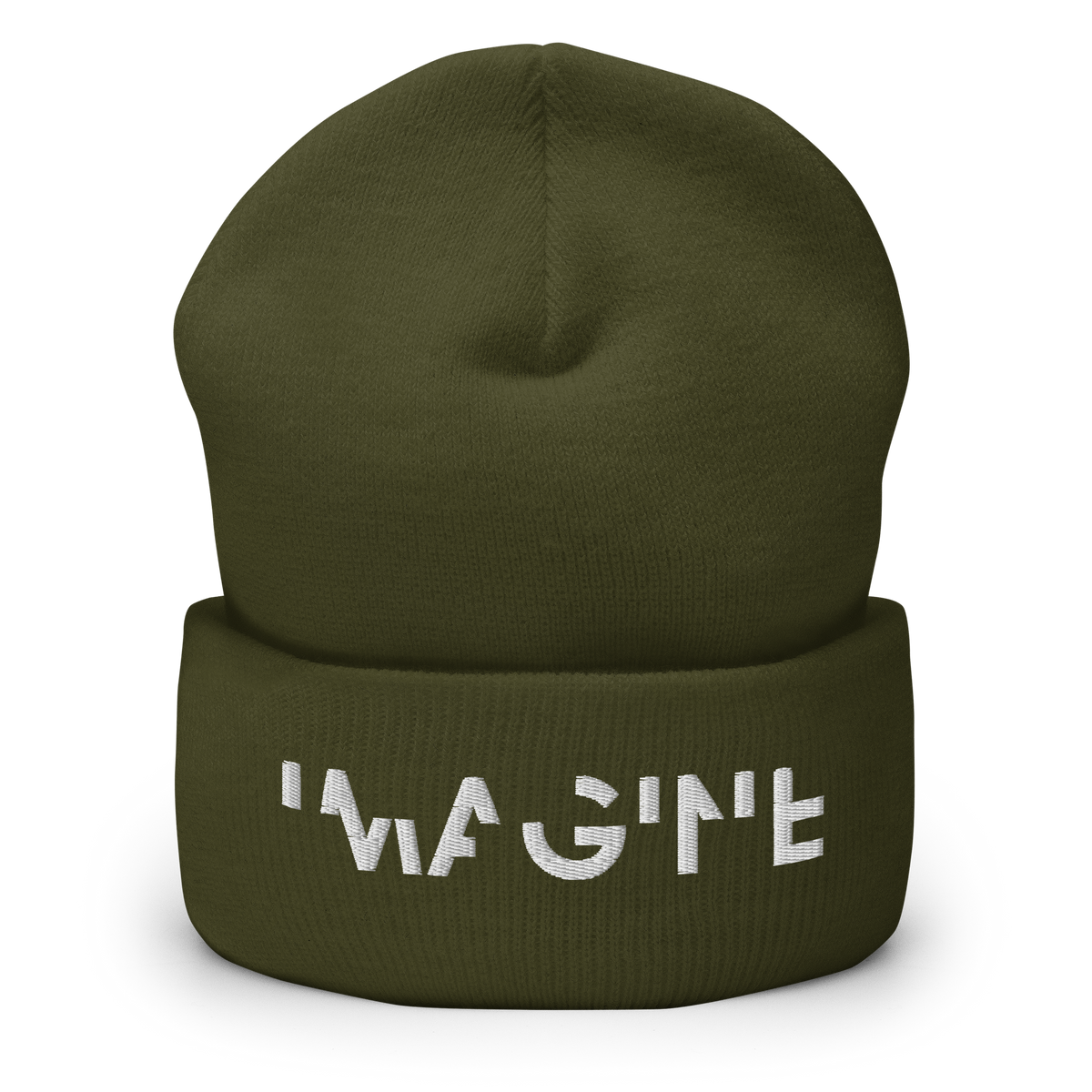 Olivegrünes Beanie mit weißem IMAGINE Schriftzug
