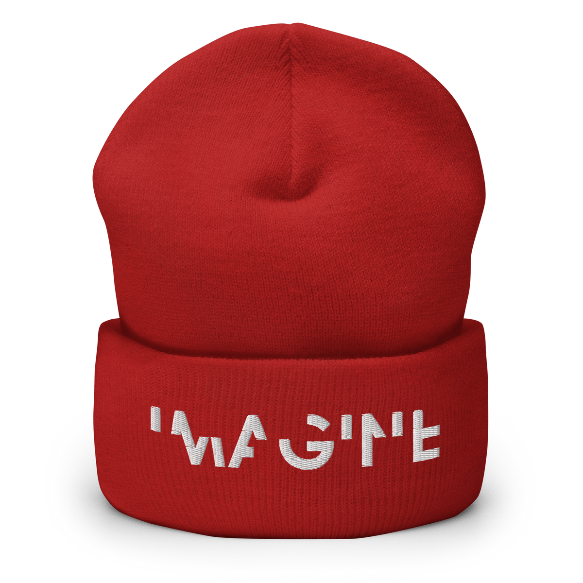 Rotes Beanie mit weißem IMAGINE Schriftzug