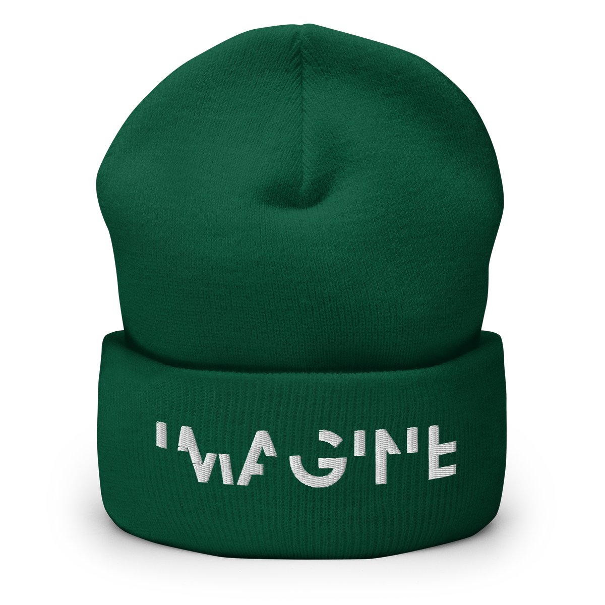 Grünes Beanie mit weißem IMAGINE Schriftzug