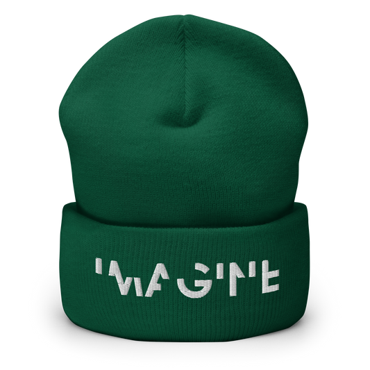 Grünes Beanie mit weißem IMAGINE Schriftzug