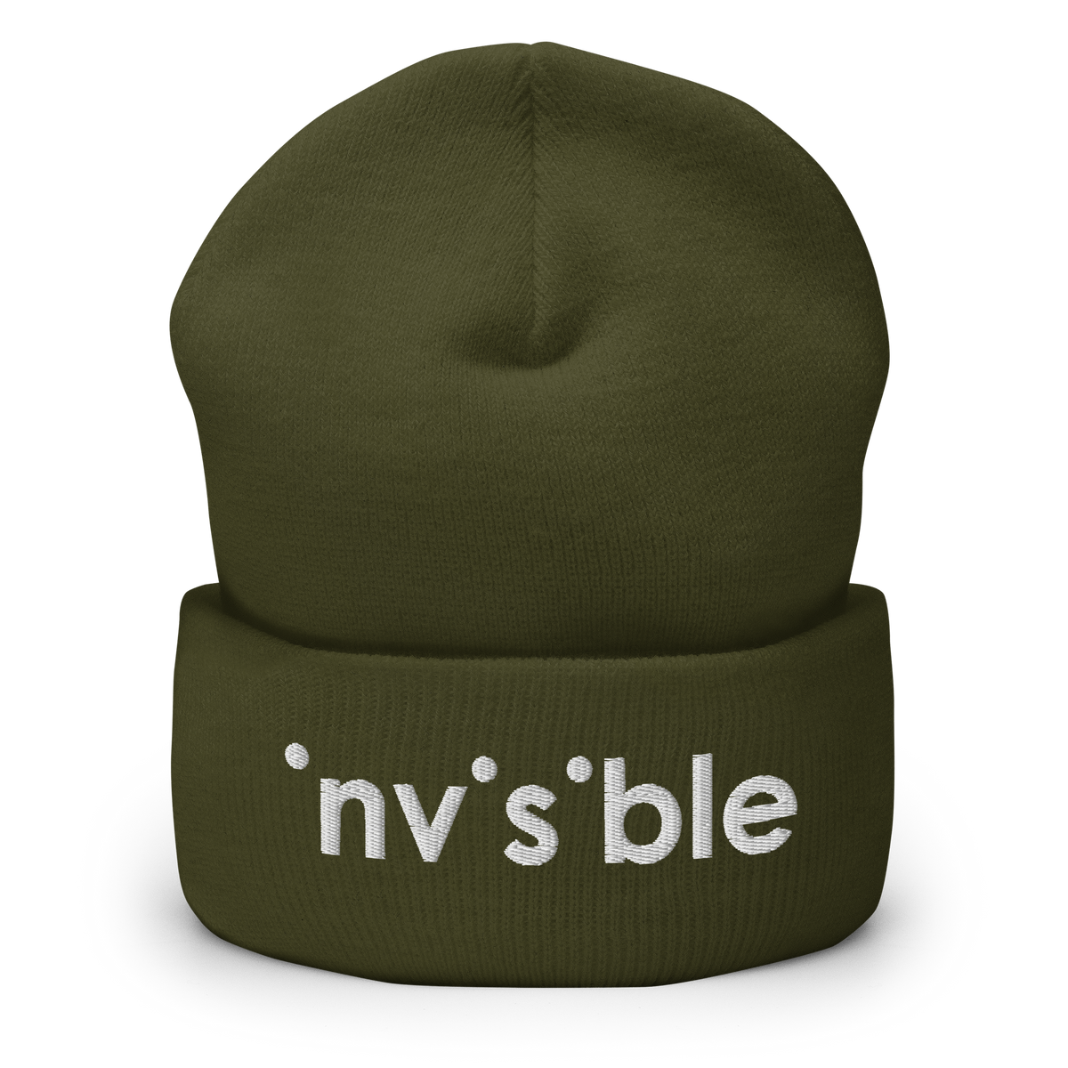 Olivegrünes Beanie mit invisible Schriftzug