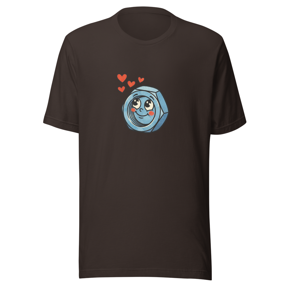 Braunes Partnerlook T-Shirt mit verliebter Werkzeug Mutter und Herzchen