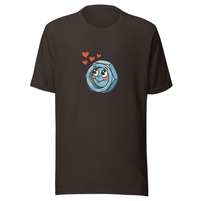 Braunes Partnerlook T-Shirt mit verliebter Werkzeug Mutter und Herzchen