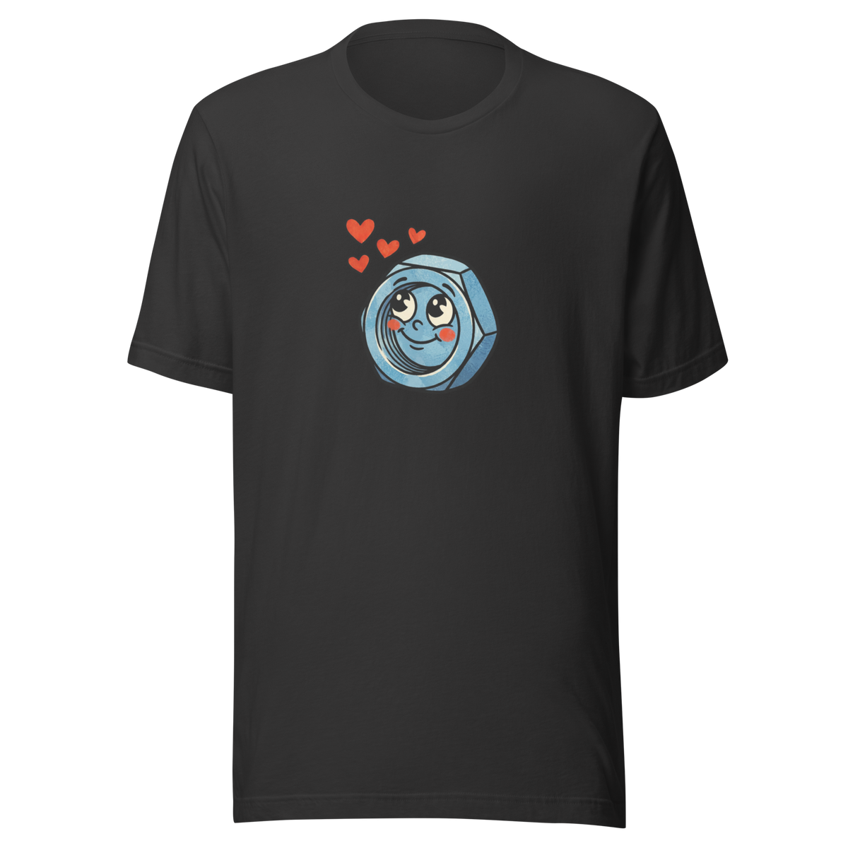 Graues Partnerlook T-Shirt mit verliebter Werkzeug Mutter und Herzchen