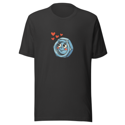 Graues Partnerlook T-Shirt mit verliebter Werkzeug Mutter und Herzchen