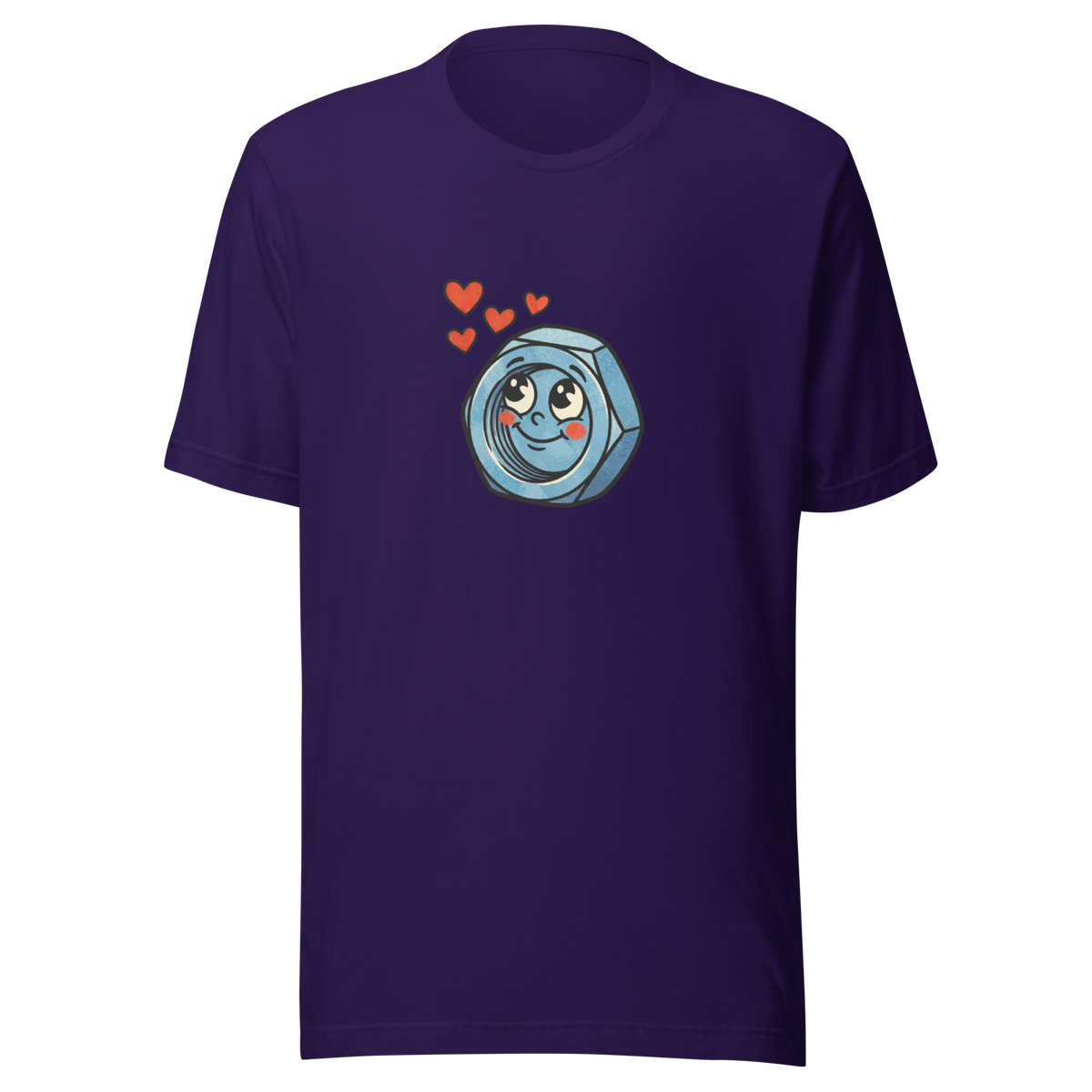 Lila Partnerlook T-Shirt mit verliebter Werkzeug Mutter und Herzchen