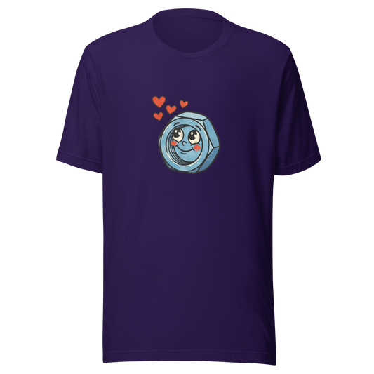 Lila Partnerlook T-Shirt mit verliebter Werkzeug Mutter und Herzchen