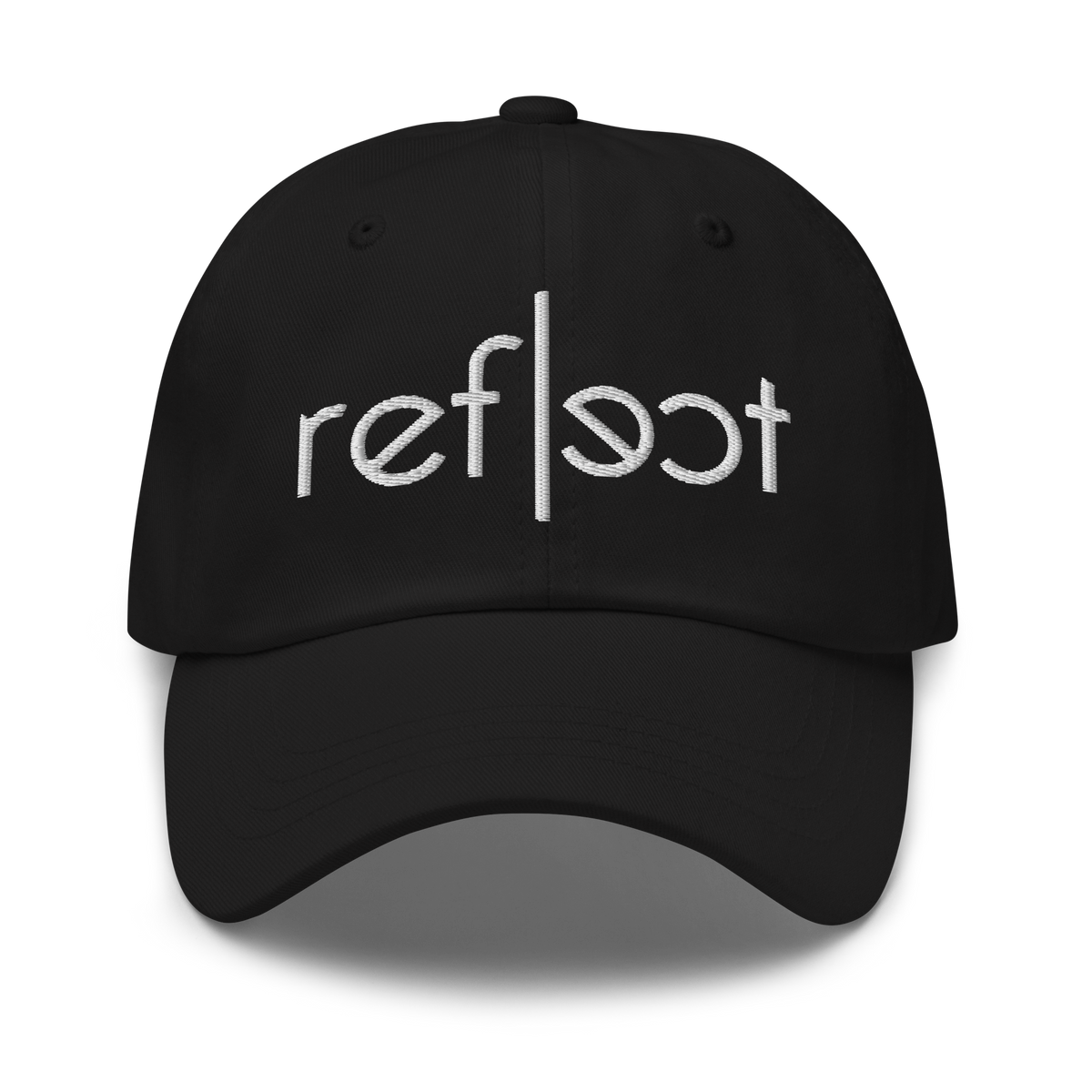 Schwarzes Cap mit weißem reflect Schriftzug, gestickt