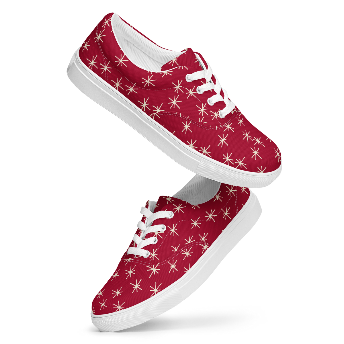 Rote Damen Sneaker mit  weissem Sternen Muster
