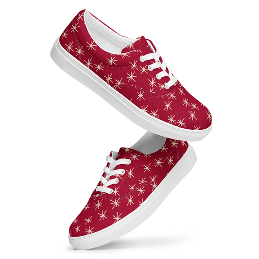 Rote Damen Sneaker mit  weissem Sternen Muster