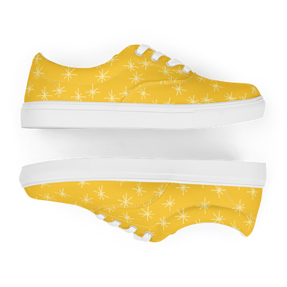 Gelbe Damen Sneaker mit weissem Sternen Muster und weißem Rand Seitenansicht