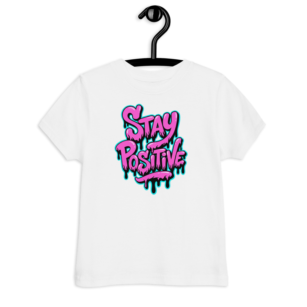 Weißes Kinder T-Shirt mit pinkem"Stay positive" Graffiti
