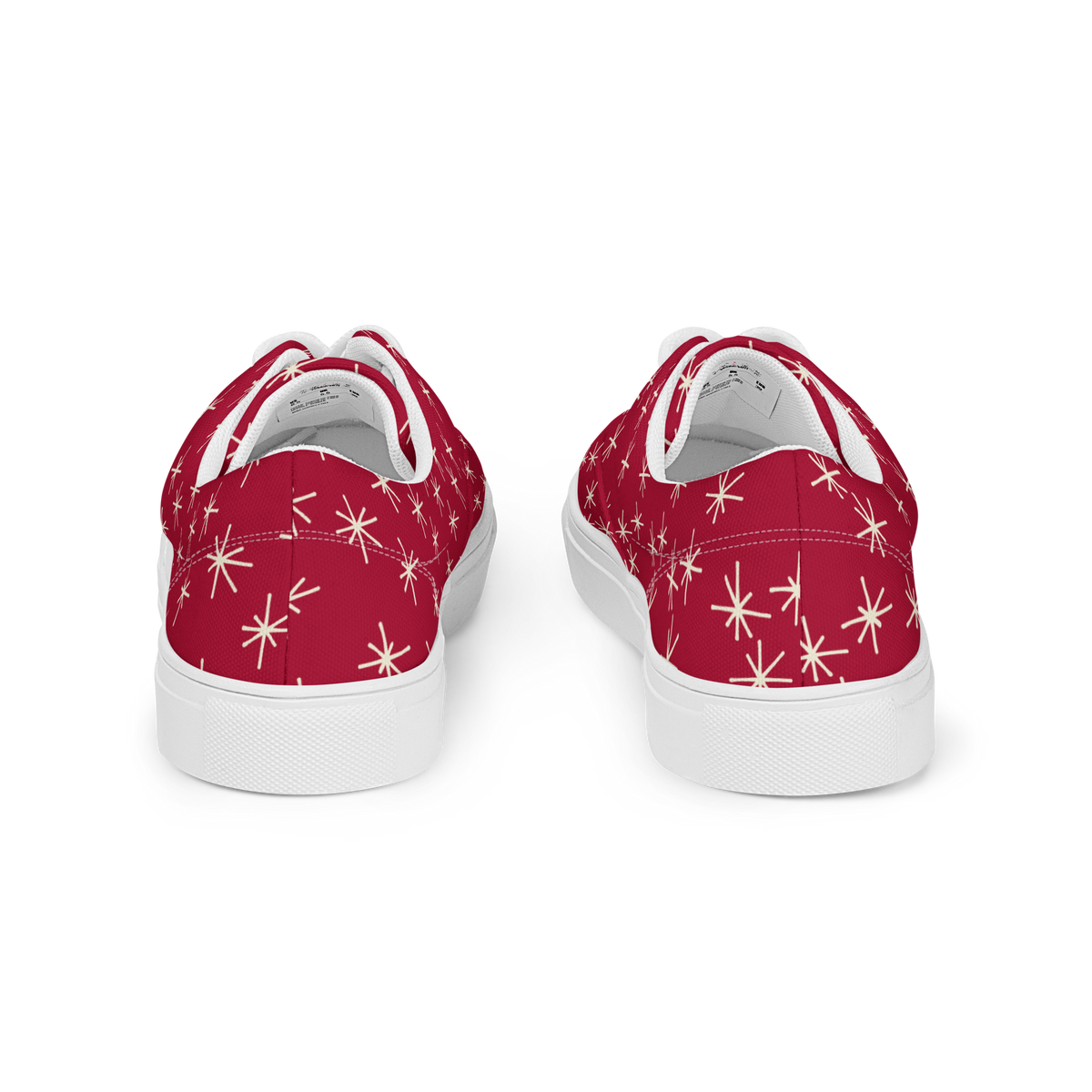 Rote Damen Sneaker mit  weissem Sternen Muster Hintansicht