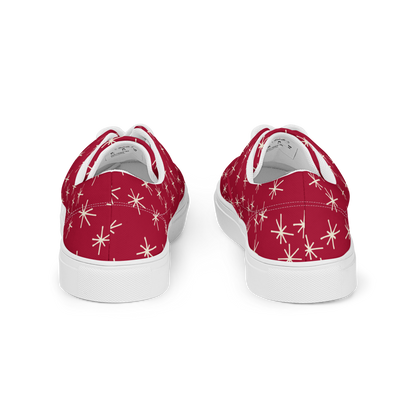 Rote Damen Sneaker mit  weissem Sternen Muster Hintansicht
