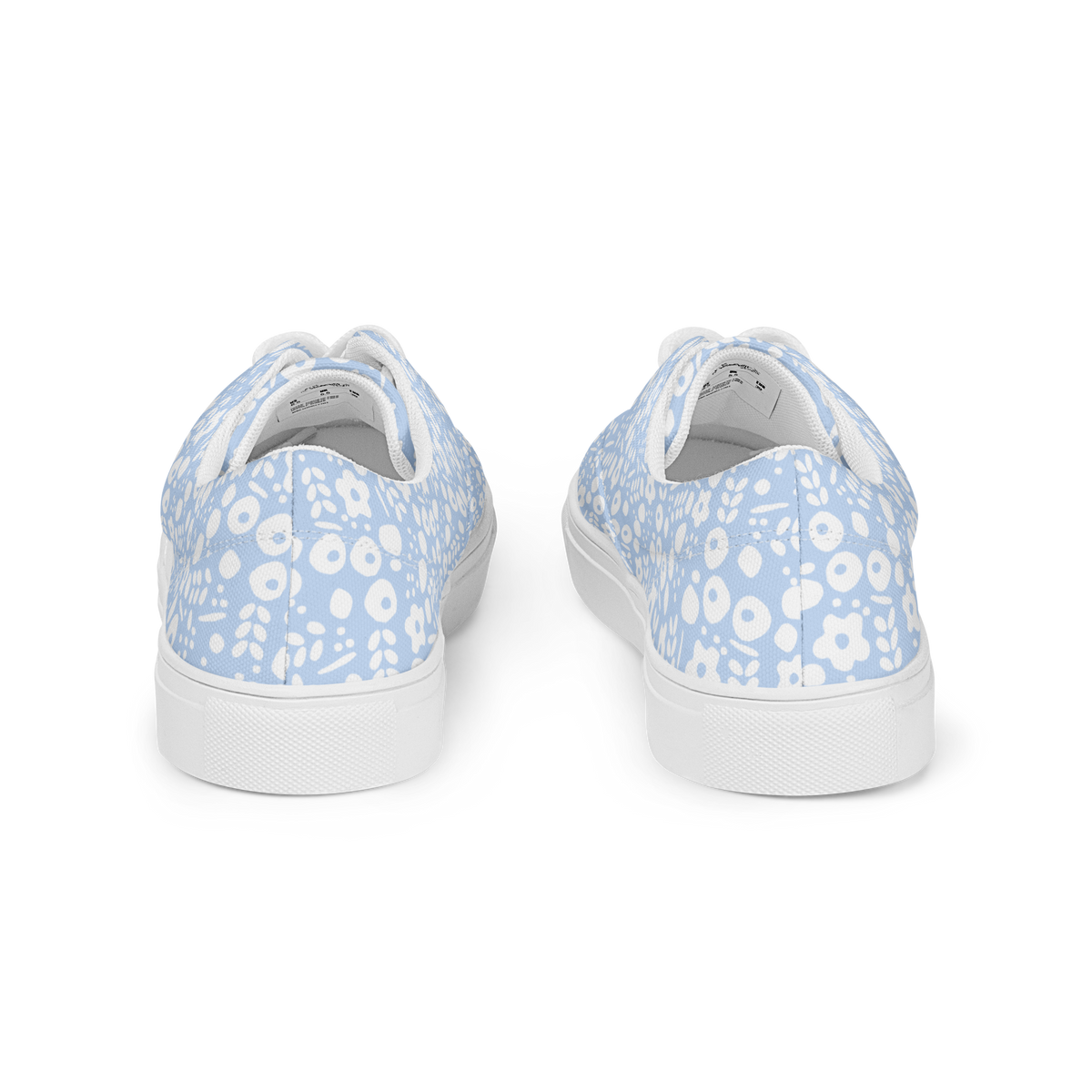 Hintenansicht Hellblaue Damen Sneaker mit weißem Blumenmuster