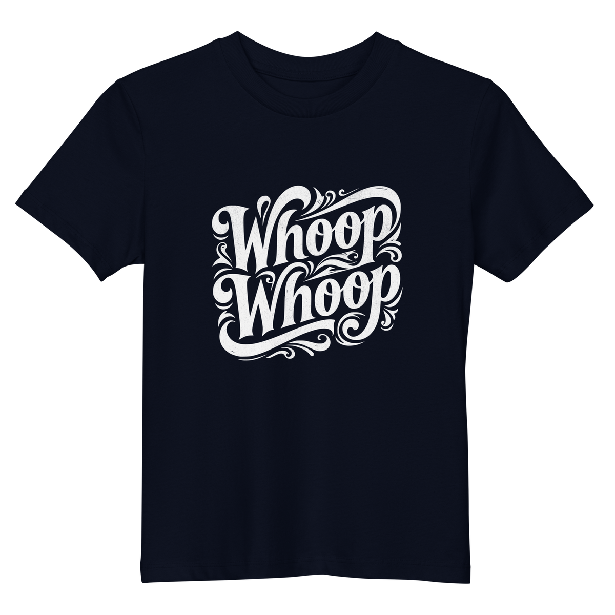 Navy Unisex Kinder T-Shirt mit geschwungenem Whoop Whoop Print