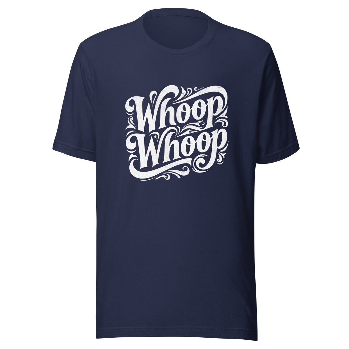 Navy T-Shirt mit dem Schriftzug Whoop Whoop in geschwungenen Buchstaben
